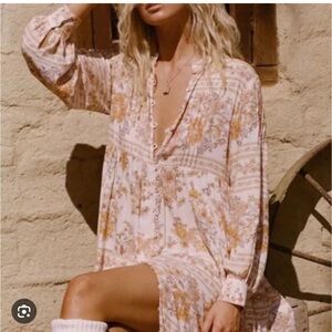 Spell Meadowland Floral Dress in Cream and Tan